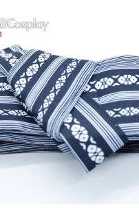 Đai Lưng Kimono Nam Màu Đen Vân Trắng - Kakuobi