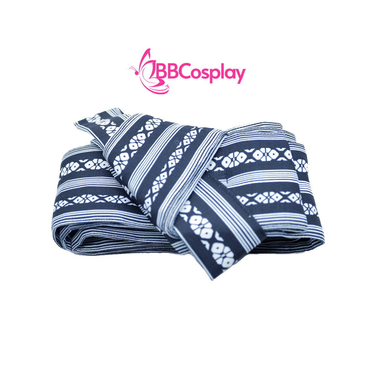 Đai Lưng Kimono Nam Màu Đen Vân Trắng - Kakuobi