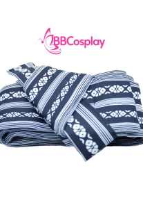 Đai Lưng Kimono Nam Màu Đen Vân Trắng - Kakuobi