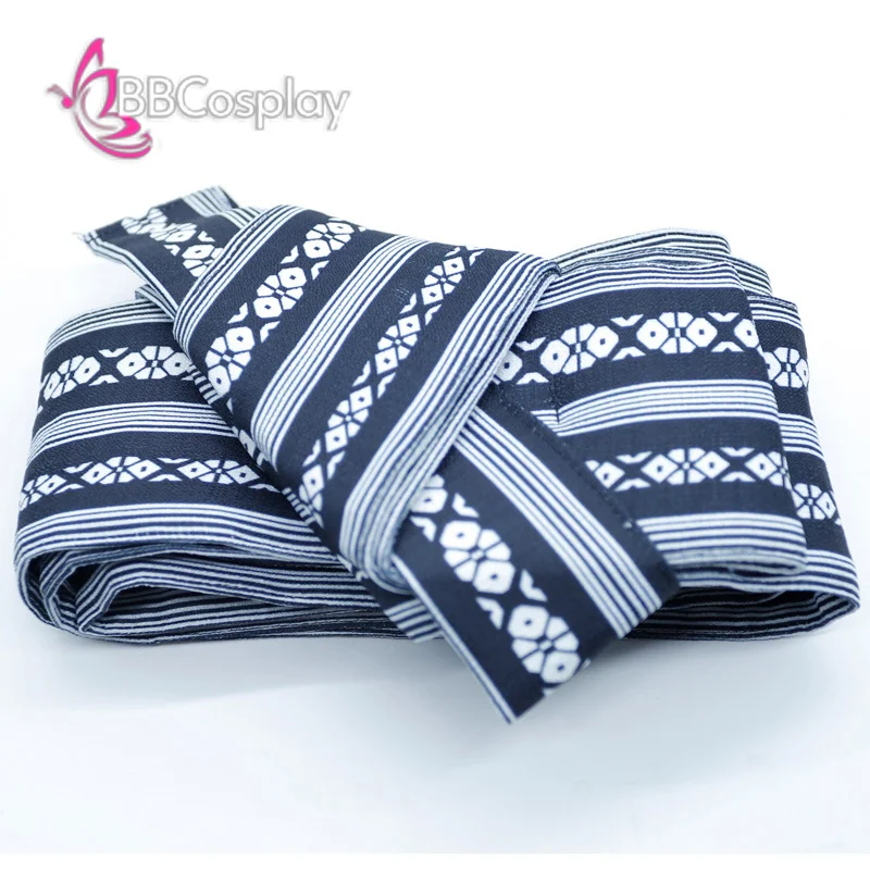 Đai Lưng Kimono Nam Màu Đen Vân Trắng - Kakuobi