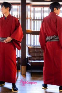 Đồ Nam Nhật Bản Yukata Đỏ Kèm Khoác Haori Thêu Gia Huy Hoa Mai - HÀNG SHOP MAY