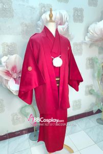 Đồ Nam Nhật Bản Yukata Đỏ Kèm Khoác Haori Thêu Gia Huy Hoa Mai - HÀNG SHOP MAY