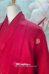Đồ Nam Nhật Bản Yukata Đỏ Kèm Khoác Haori Thêu Gia Huy Hoa Mai - HÀNG SHOP MAY