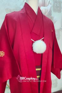 Đồ Nam Nhật Bản Yukata Đỏ Kèm Khoác Haori Thêu Gia Huy Hoa Mai - HÀNG SHOP MAY