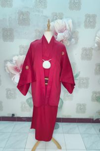 Đồ Nam Nhật Bản Yukata Đỏ Kèm Khoác Haori Thêu Gia Huy Hoa Mai - HÀNG SHOP MAY