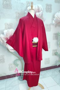 Đồ Nam Nhật Bản Yukata Đỏ Kèm Khoác Haori Thêu Gia Huy Hoa Mai - HÀNG SHOP MAY