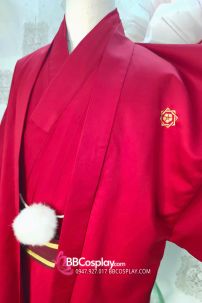 Đồ Nam Nhật Bản Yukata Đỏ Kèm Khoác Haori Thêu Gia Huy Hoa Mai - HÀNG SHOP MAY