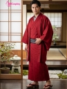 Trang Phục Nam Nhật Bản Yukata Đỏ Kèm Khoác Haori Thêu Gia Huy Hoa Mai - HÀNG SHOP MAY