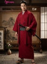 Trang Phục Nam Nhật Bản Yukata Đỏ Kèm Khoác Haori Thêu Gia Huy Hoa Mai - HÀNG SHOP MAY