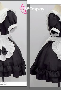 Đồ Nàng Hầu Maid Đen Cổ Bầu Tạp Dề Kèm Nơ Đen