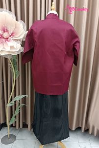 Kimono Nam Phong Cách Samurai - Áo Đỏ Váy Đen Sọc