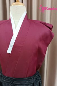 Kimono Nam Phong Cách Samurai - Áo Đỏ Váy Đen Sọc