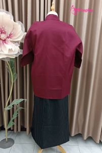 Kimono Nam Phong Cách Samurai - Áo Đỏ Váy Đen Sọc