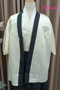 Kimono Nam Phong Cách Samurai - Áo Kem Váy Sọc