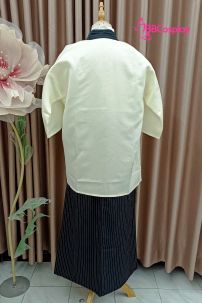 Kimono Nam Phong Cách Samurai - Áo Kem Váy Sọc