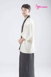 Kimono Nam Phong Cách Samurai - Áo Kem Váy Sọc