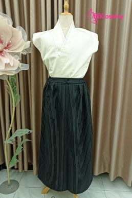 Kimono Nam Phong Cách Samurai - Áo Kem Váy Sọc