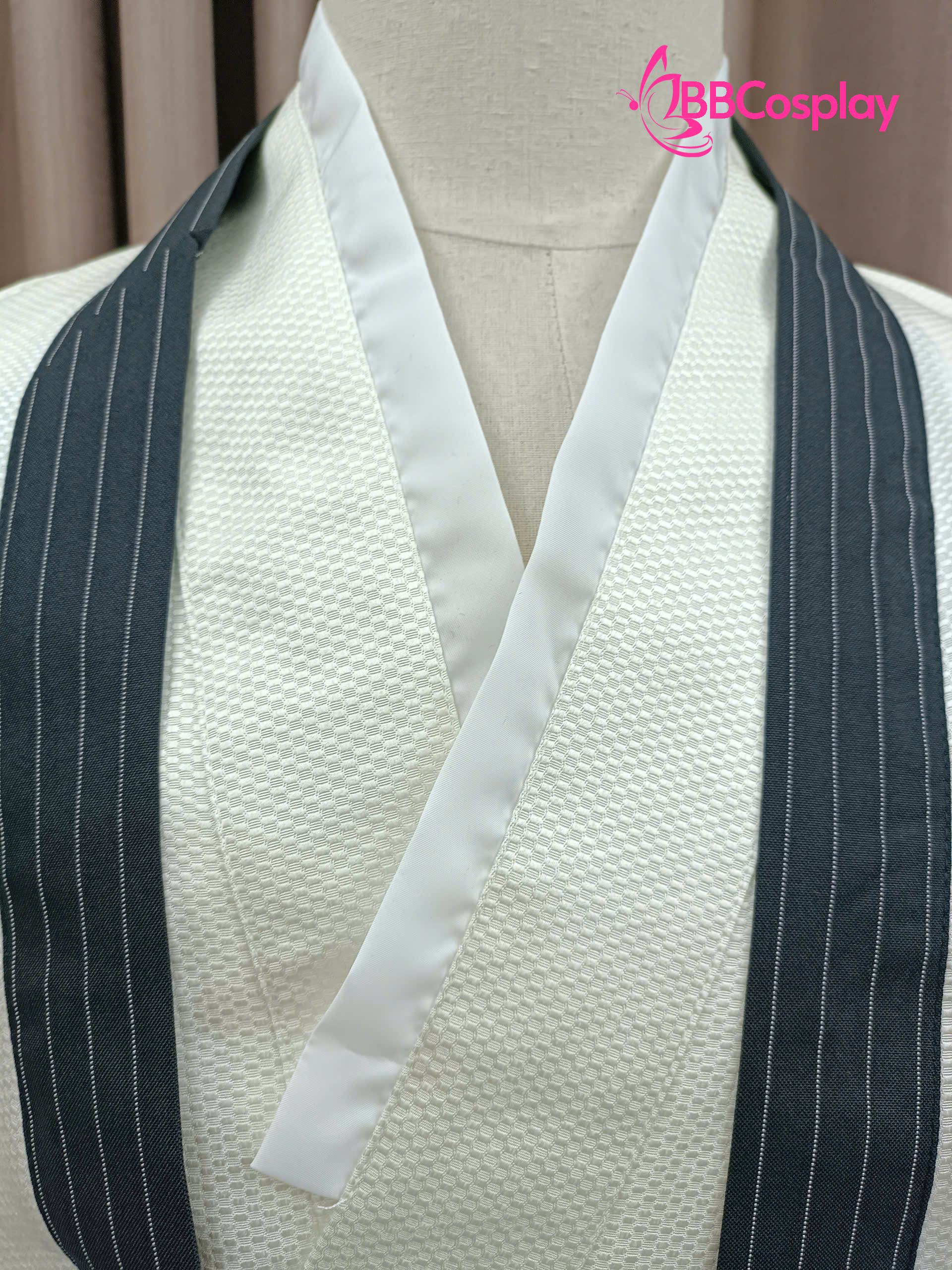 Kimono Nam Phong Cách Samurai - Áo Kem Váy Sọc