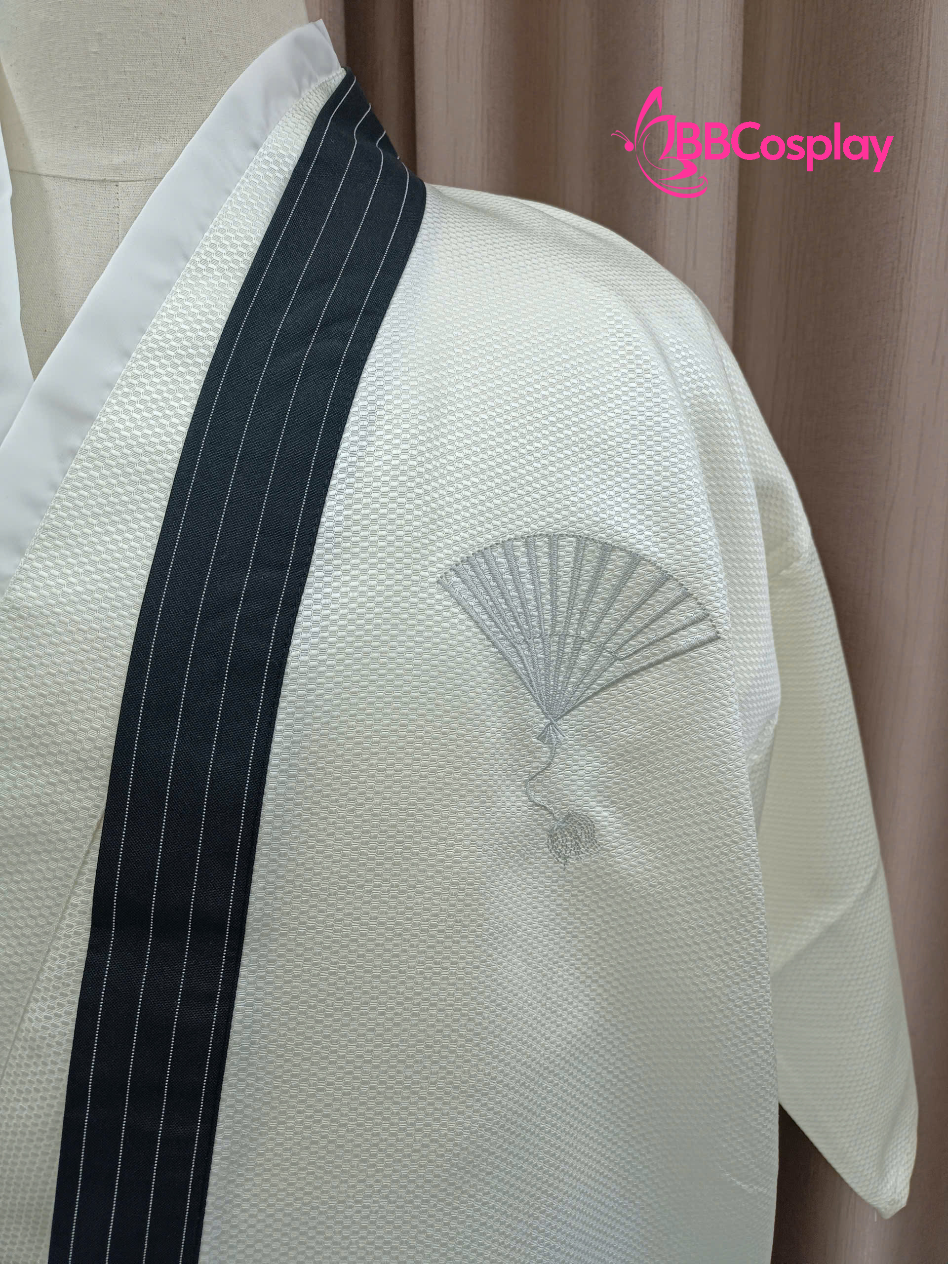Kimono Nam Phong Cách Samurai - Áo Kem Váy Sọc