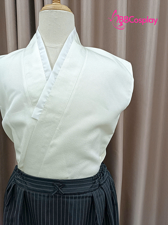 Kimono Nam Phong Cách Samurai - Áo Kem Váy Sọc