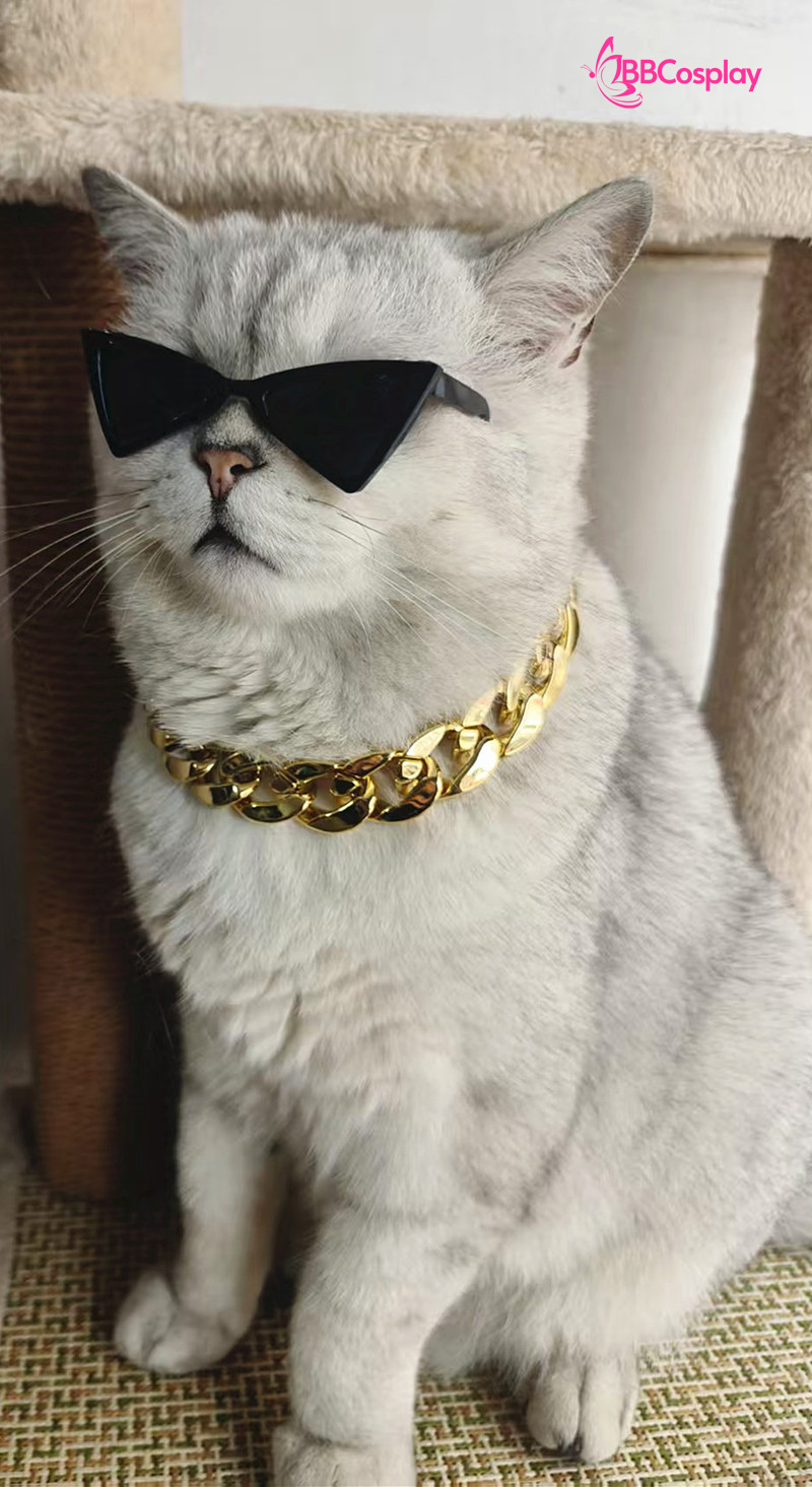 Vòng Cổ Dây Chuyền Vàng Cho Chó Mèo Bằng Nhựa Sang Chảnh