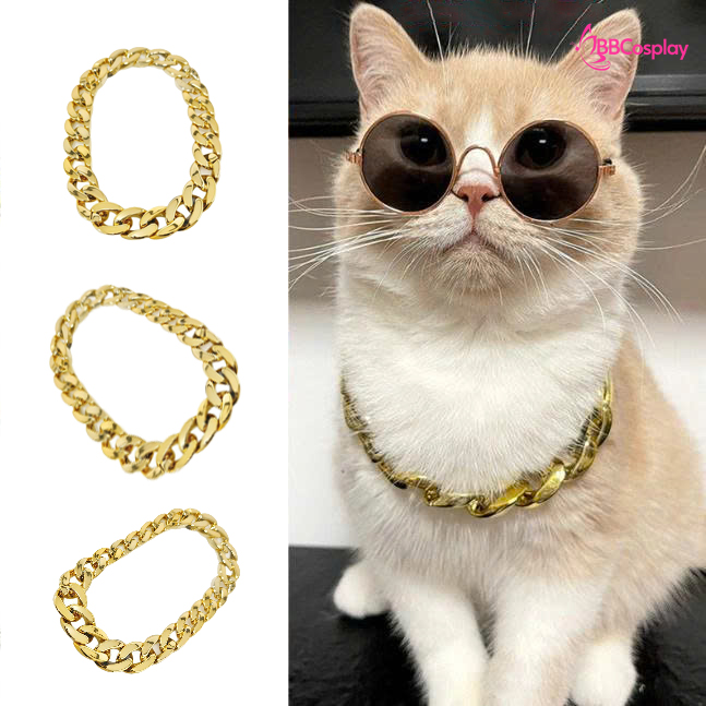 Vòng Cổ Dây Chuyền Vàng Cho Chó Mèo Bằng Nhựa Sang Chảnh