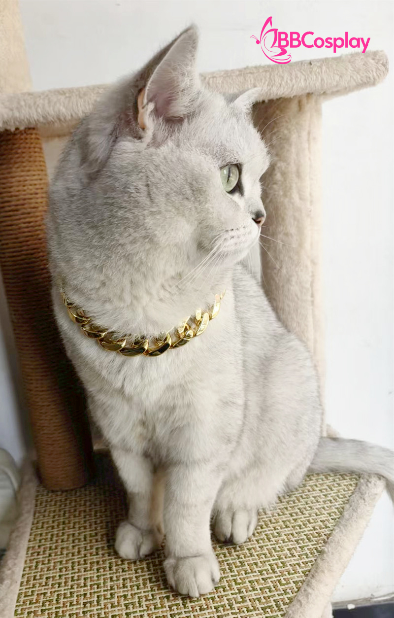 Vòng Cổ Dây Chuyền Vàng Cho Chó Mèo Bằng Nhựa Sang Chảnh