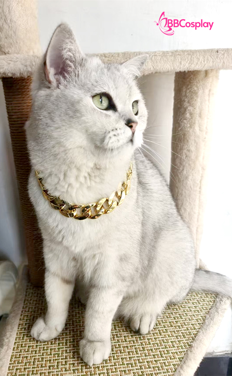 Vòng Cổ Dây Chuyền Vàng Cho Chó Mèo Bằng Nhựa Sang Chảnh