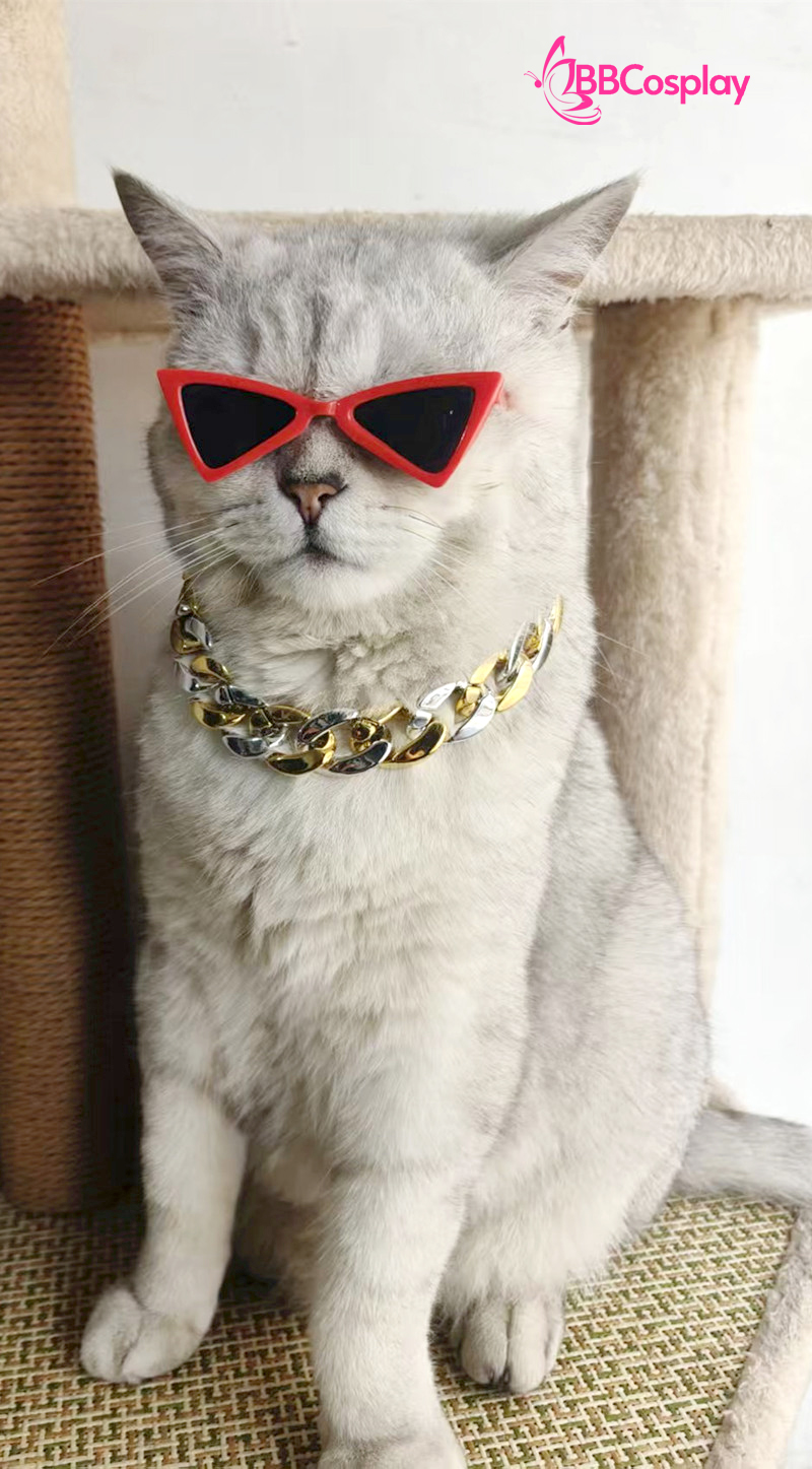 Vòng Cổ Dây Chuyền Vàng Cho Chó Mèo Bằng Nhựa Sang Chảnh