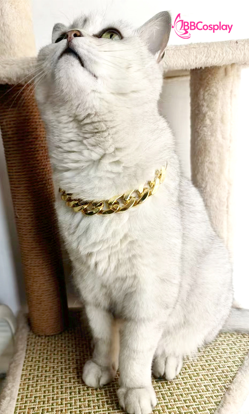 Vòng Cổ Dây Chuyền Vàng Cho Chó Mèo Bằng Nhựa Sang Chảnh