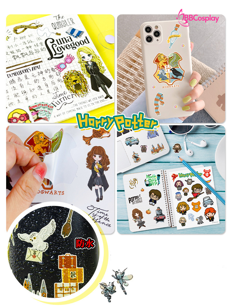 Hình Dán Harry Potter Dễ Thương - Set 10 Tấm Lộn Xộn
