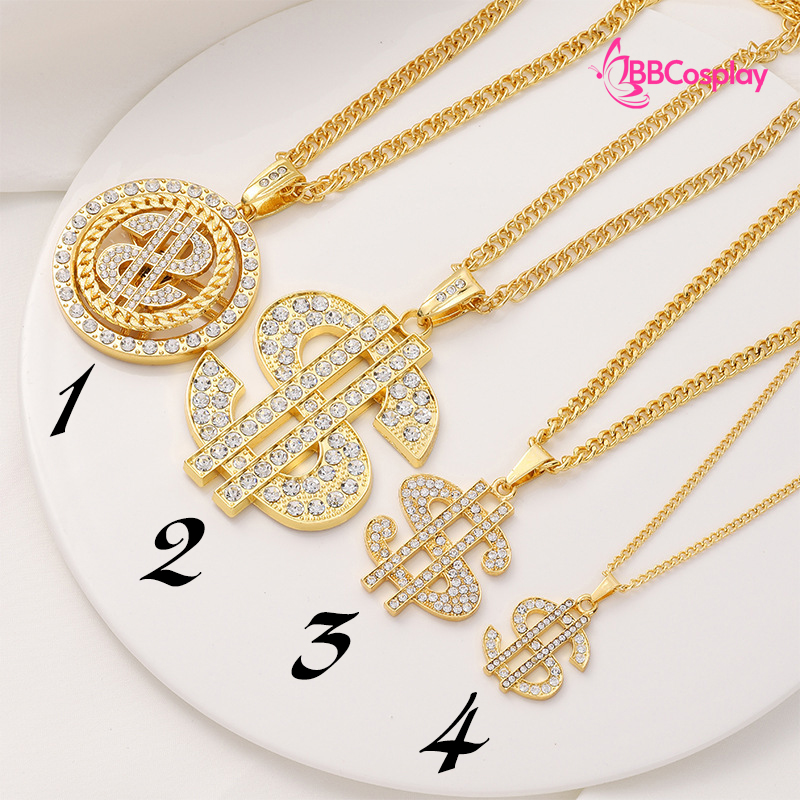 Phụ Kiện Dây Chuyền Vàng Mặt Dây Hình Đô La Và Nhẫn Mặt Đô La