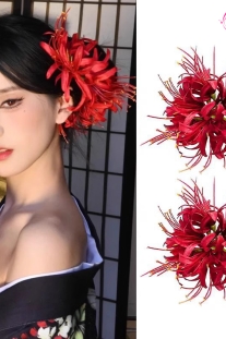 Kẹp Tóc Hoa Bỉ Ngạn Đỏ - Kẹp Tóc Chụp Ảnh