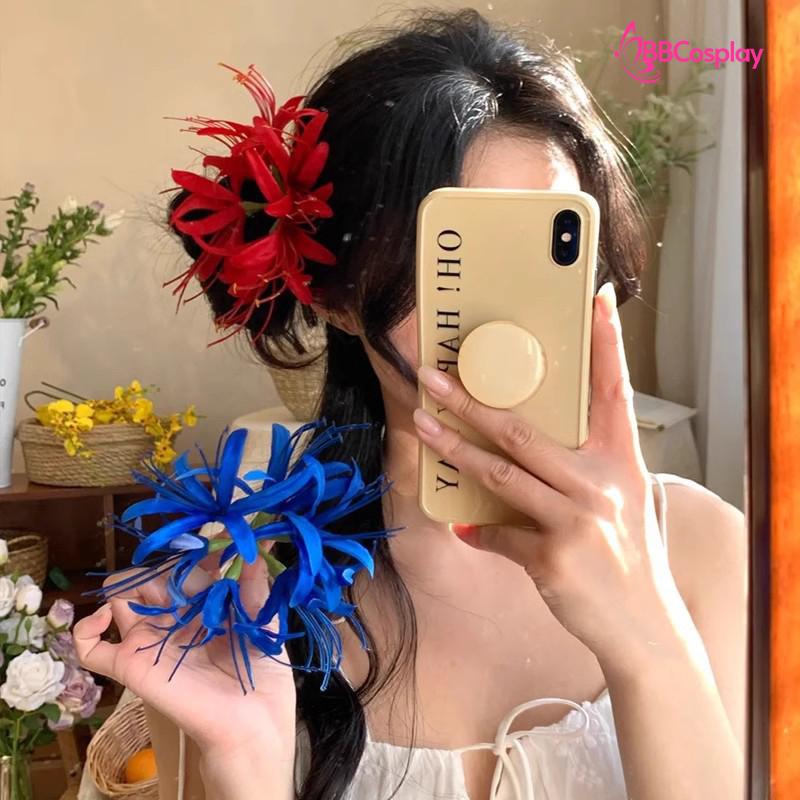 Kẹp Tóc Hoa Bỉ Ngạn Đỏ - Kẹp Tóc Chụp Ảnh