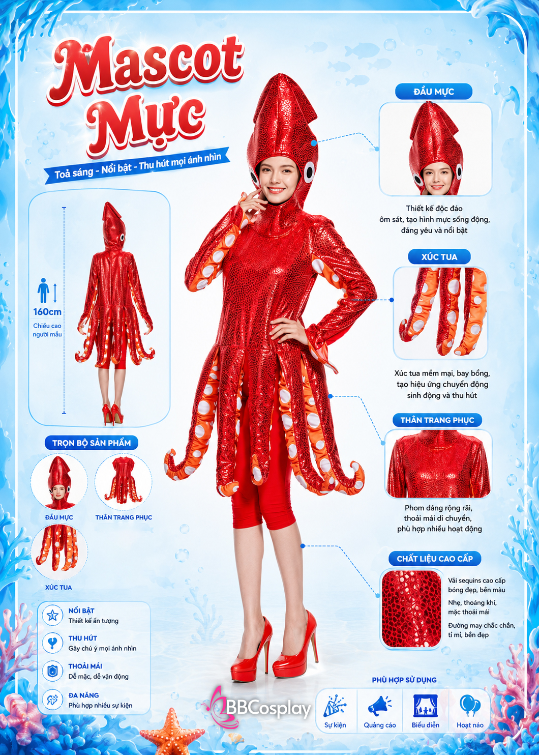 Trang Phục Mascot Con Mực Sốt Thái
