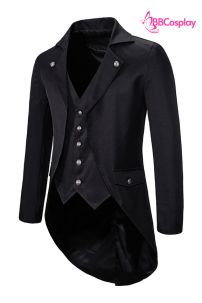 Vest Đuôi Tôm Quản Gia Đen Vải Kaki