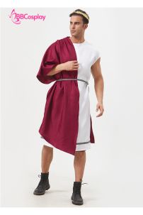 Trang Phục Thần Thoại Hy Lạp Thần Dionysus Áo Trắng Choàng Đỏ - Vải Kaki