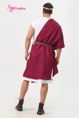 Đồ Thần Thoại Hy Lạp Thần Dionysus Áo Trắng Choàng Đỏ - Vải Kaki