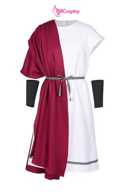 Đồ Thần Thoại Hy Lạp Thần Dionysus Áo Trắng Choàng Đỏ - Vải Kaki