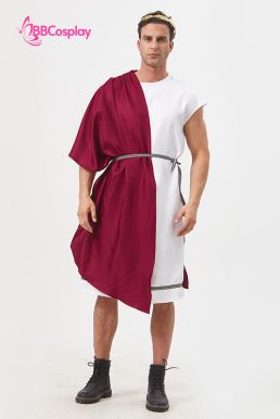 Đồ Thần Thoại Hy Lạp Thần Dionysus Áo Trắng Choàng Đỏ - Vải Kaki