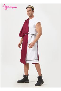 Đồ Thần Thoại Hy Lạp Thần Dionysus Áo Trắng Choàng Đỏ - Vải Kaki