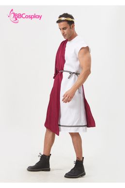 Đồ Thần Thoại Hy Lạp Thần Dionysus Áo Trắng Choàng Đỏ - Vải Kaki