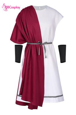 Đồ Thần Thoại Hy Lạp Thần Dionysus Áo Trắng Choàng Đỏ - Vải Kaki