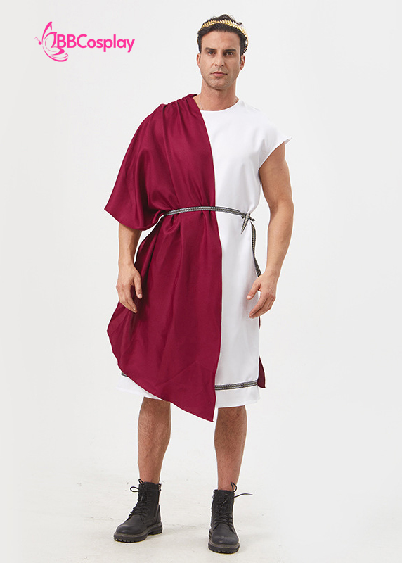 Đồ Thần Thoại Hy Lạp Thần Dionysus Áo Trắng Choàng Đỏ - Vải Kaki