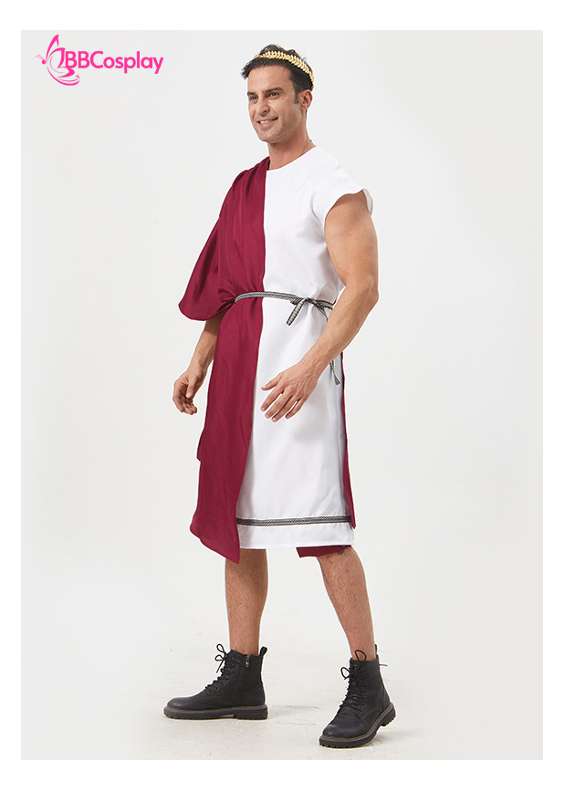 Đồ Thần Thoại Hy Lạp Thần Dionysus Áo Trắng Choàng Đỏ - Vải Kaki