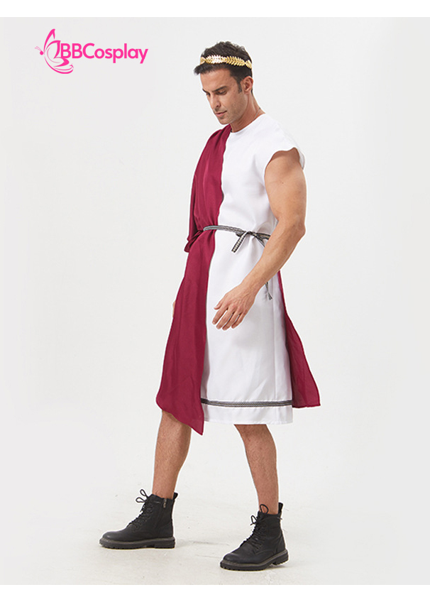 Đồ Thần Thoại Hy Lạp Thần Dionysus Áo Trắng Choàng Đỏ - Vải Kaki