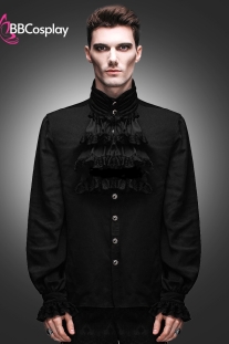 Áo Sơ Mi Châu Âu Nhúm Bèo Cổ Lớn - Áo Châu Âu Màu Đen