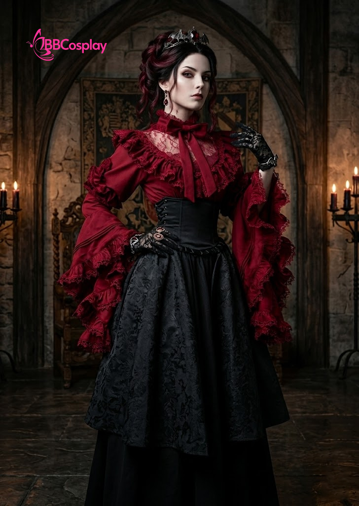 Trang Phục Nữ Tước Hoa Hồng Đen Steampunk