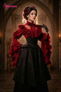 Trang Phục Nữ Tước Hoa Hồng Đen Steampunk