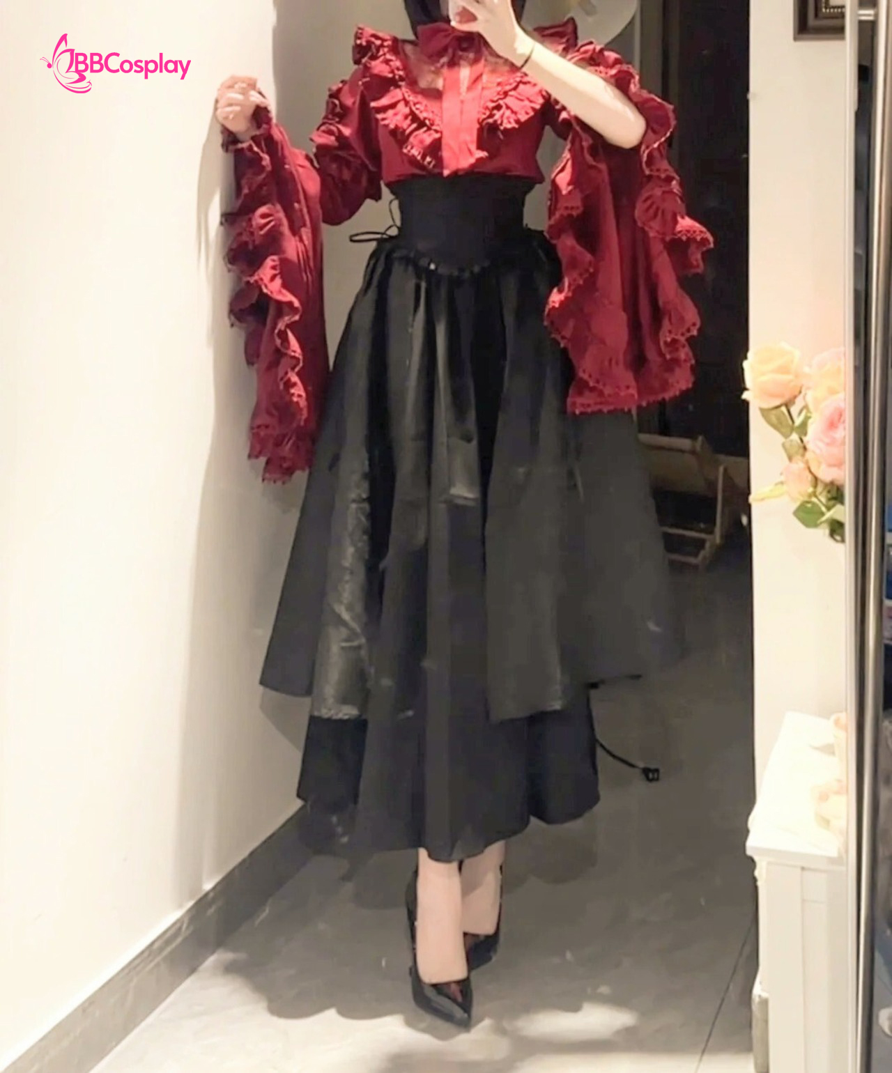 Trang Phục Nữ Tước Hoa Hồng Đen Steampunk